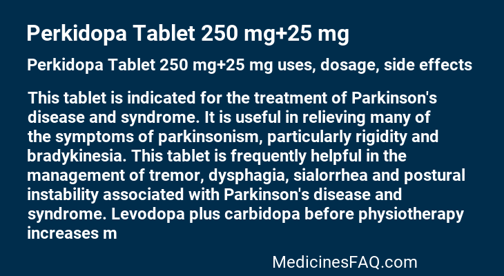 Perkidopa Tablet 250 mg+25 mg