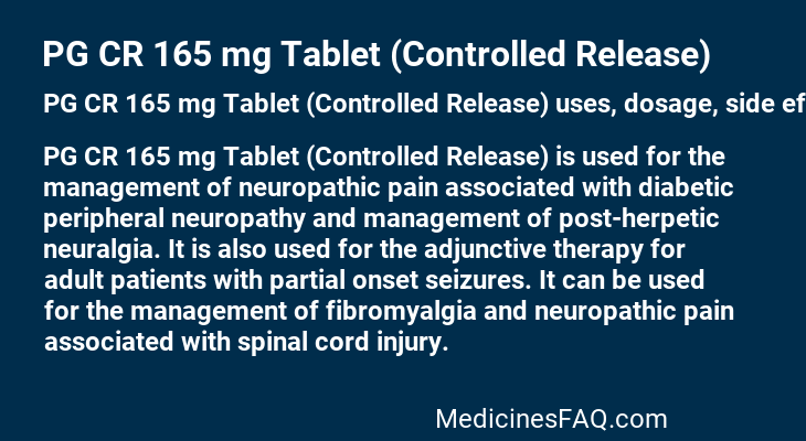 PG CR 165 mg Tablet (Controlled Release)