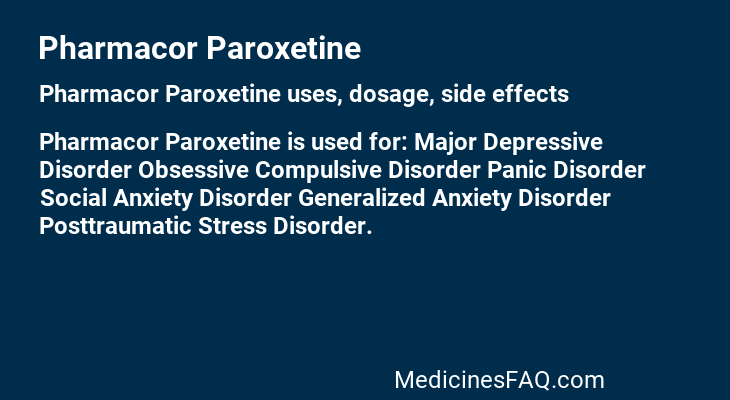 Pharmacor Paroxetine