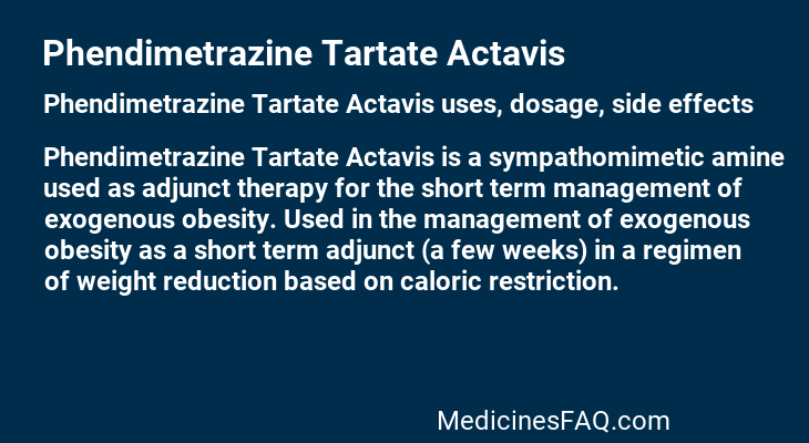 Phendimetrazine Tartate Actavis