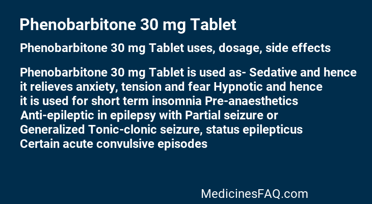 Phenobarbitone 30 mg Tablet