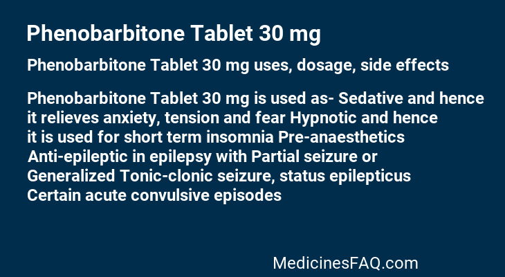 Phenobarbitone Tablet 30 mg