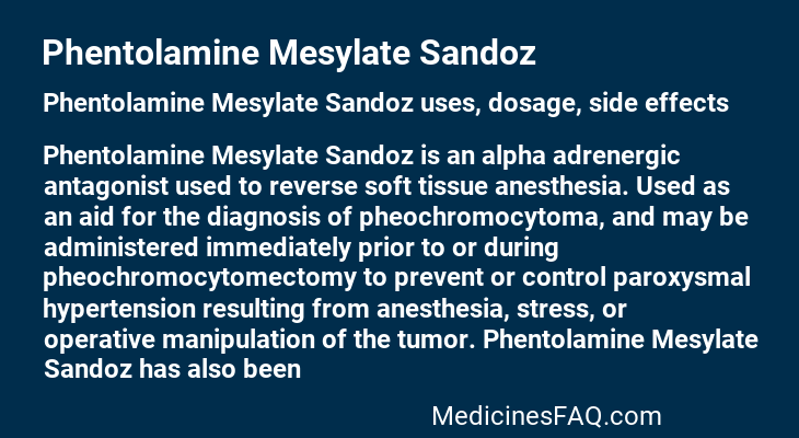 Phentolamine Mesylate Sandoz