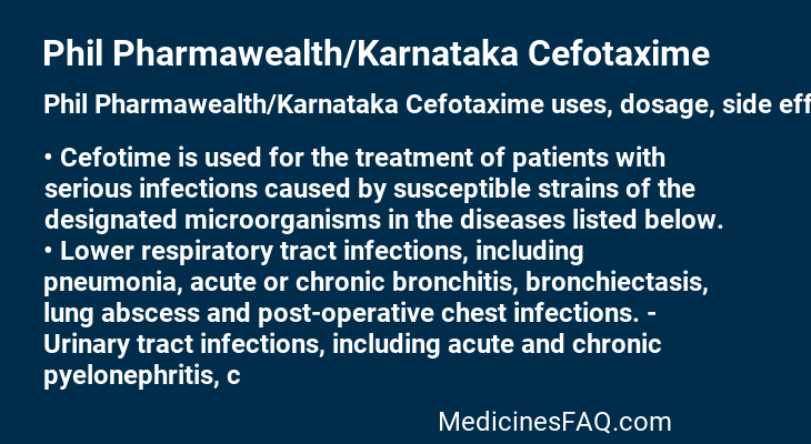 Phil Pharmawealth/Karnataka Cefotaxime