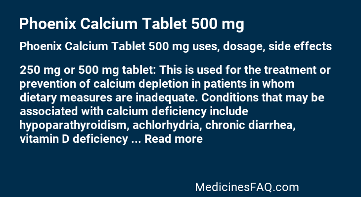 Phoenix Calcium Tablet 500 mg