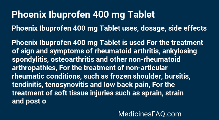 Phoenix Ibuprofen 400 mg Tablet