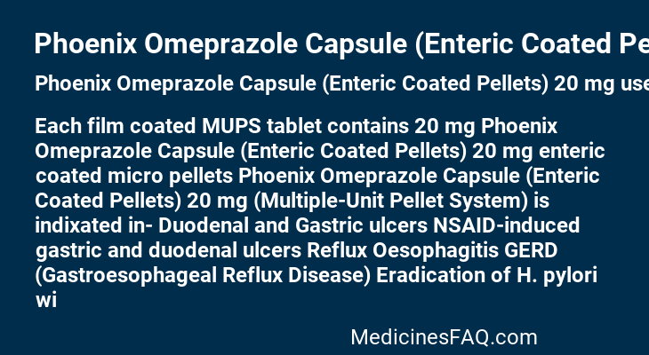 Phoenix Omeprazole Capsule (Enteric Coated Pellets) 20 mg