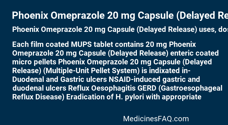 Phoenix Omeprazole 20 mg Capsule (Delayed Release)