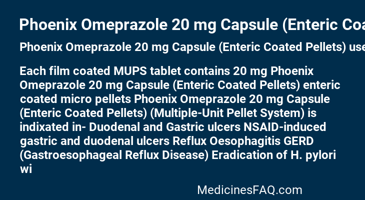 Phoenix Omeprazole 20 mg Capsule (Enteric Coated Pellets)