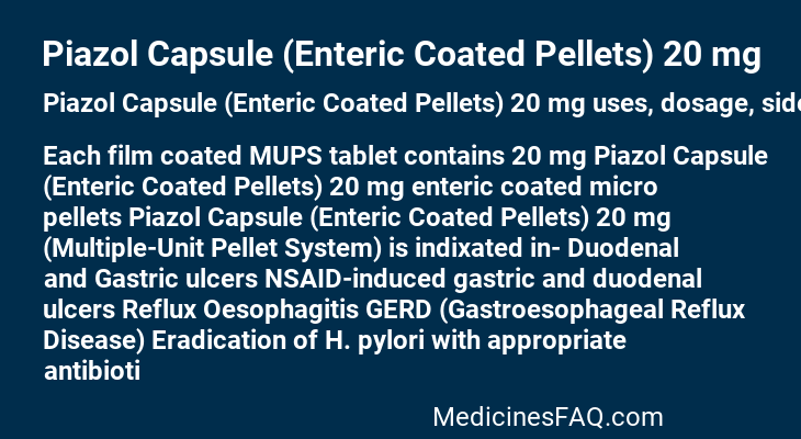 Piazol Capsule (Enteric Coated Pellets) 20 mg