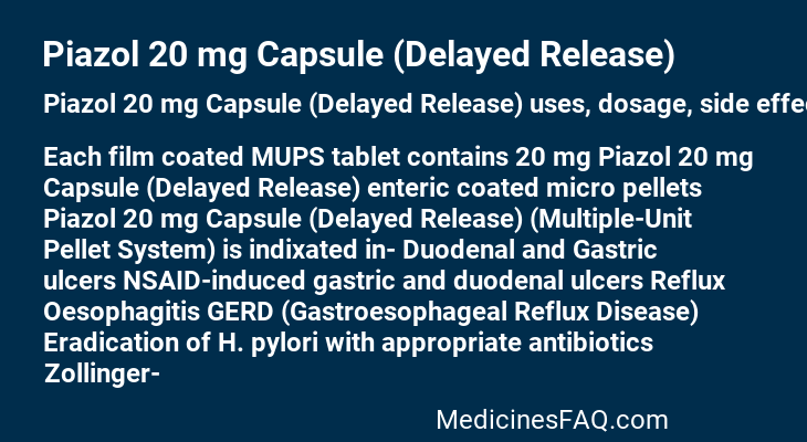 Piazol 20 mg Capsule (Delayed Release)