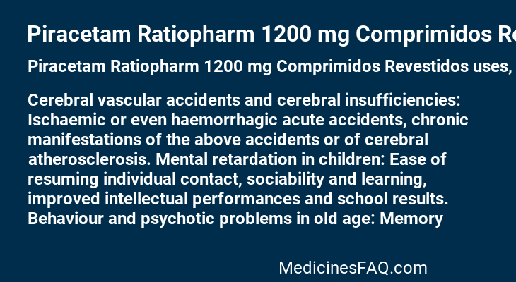 Piracetam Ratiopharm 1200 mg Comprimidos Revestidos