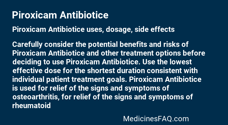 Piroxicam Antibiotice