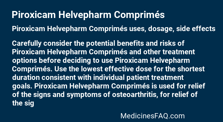 Piroxicam Helvepharm Comprimés