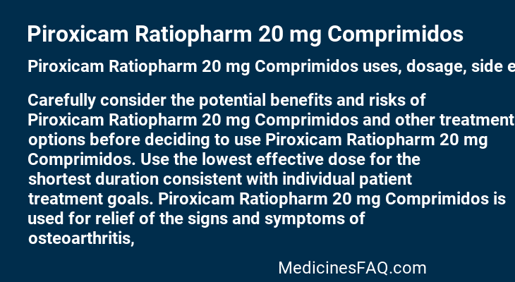 Piroxicam Ratiopharm 20 mg Comprimidos