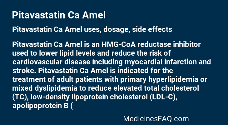 Pitavastatin Ca Amel