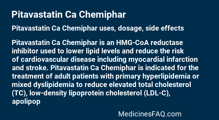 Pitavastatin Ca Chemiphar