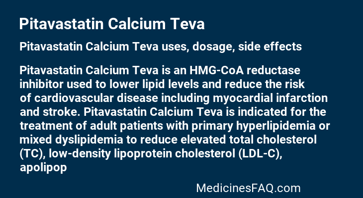 Pitavastatin Calcium Teva