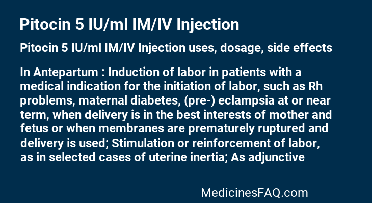 Pitocin 5 IU/ml IM/IV Injection