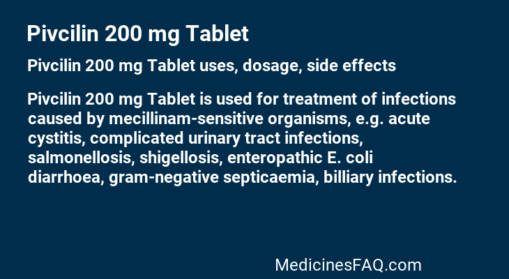 Pivcilin 200 mg Tablet