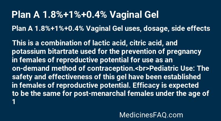 Plan A 1.8%+1%+0.4% Vaginal Gel