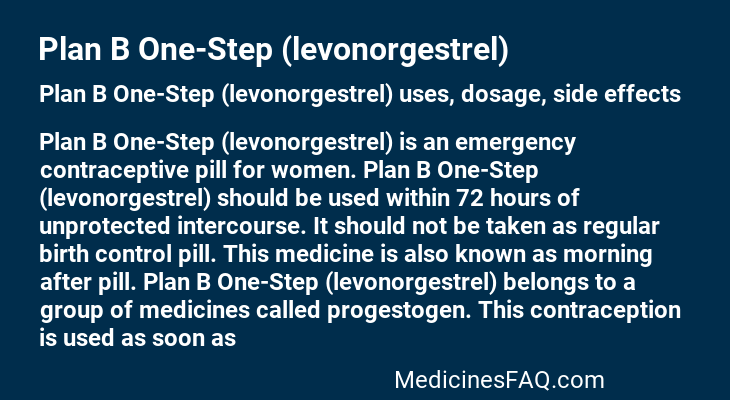 Plan B One-Step (levonorgestrel)