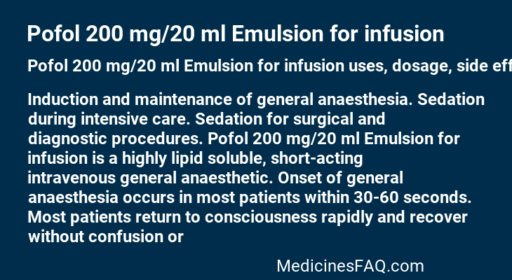 Pofol 200 mg/20 ml Emulsion for infusion