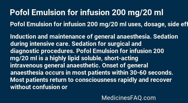 Pofol Emulsion for infusion 200 mg/20 ml