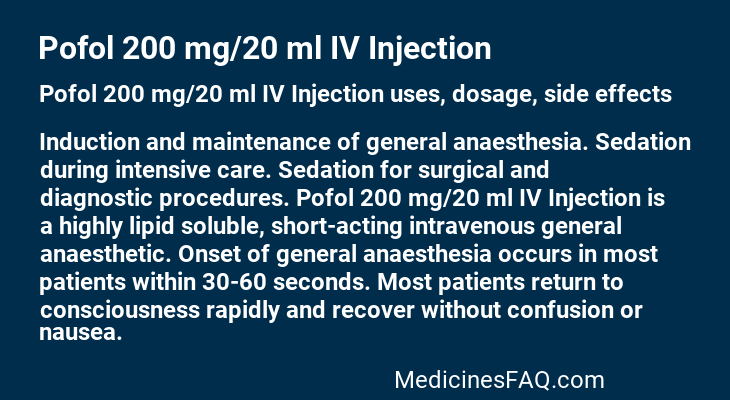 Pofol 200 mg/20 ml IV Injection