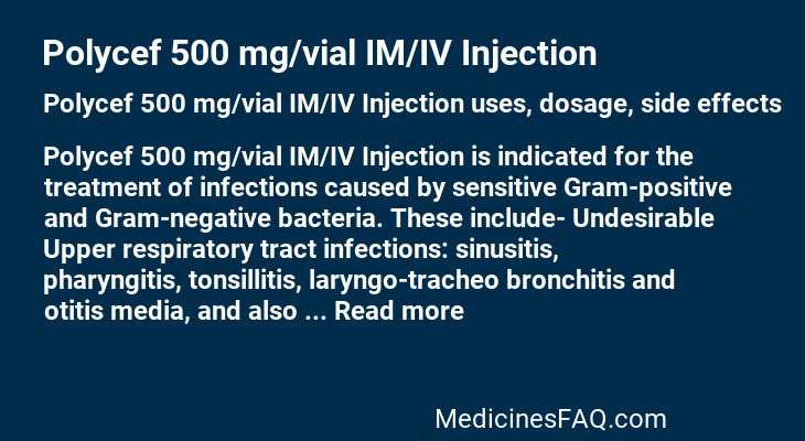 Polycef 500 mg/vial IM/IV Injection