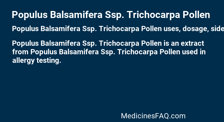 Populus Balsamifera Ssp. Trichocarpa Pollen