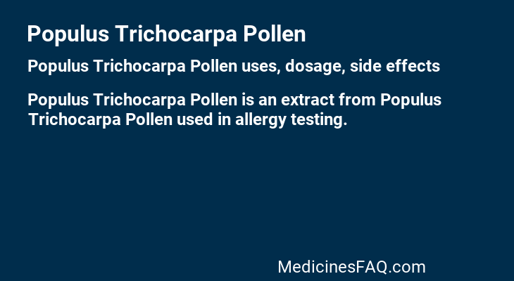 Populus Trichocarpa Pollen