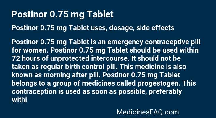 Postinor 0.75 mg Tablet