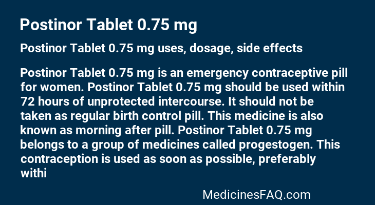 Postinor Tablet 0.75 mg