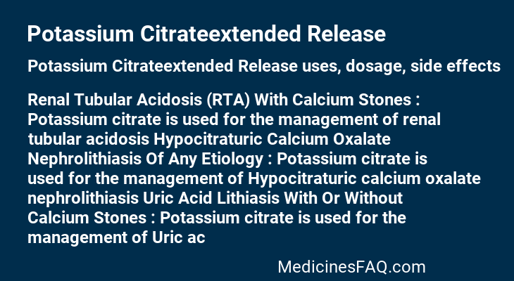 Potassium Citrateextended Release