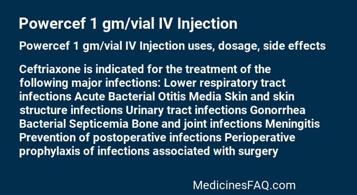 Powercef 1 gm/vial IV Injection