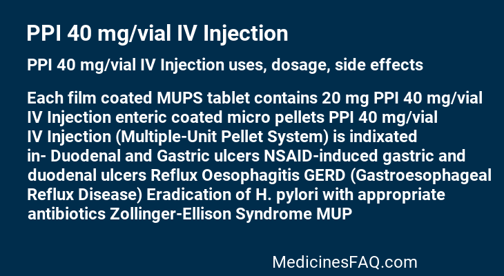 PPI 40 mg/vial IV Injection