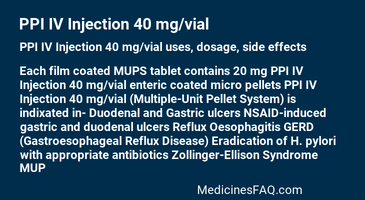 PPI IV Injection 40 mg/vial