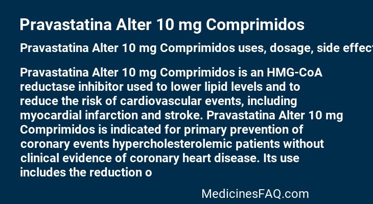 Pravastatina Alter 10 mg Comprimidos