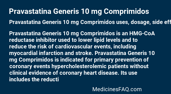 Pravastatina Generis 10 mg Comprimidos