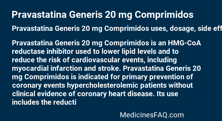 Pravastatina Generis 20 mg Comprimidos