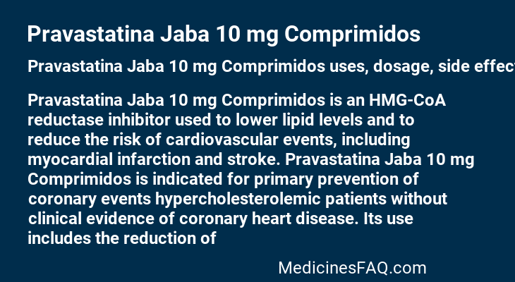 Pravastatina Jaba 10 mg Comprimidos
