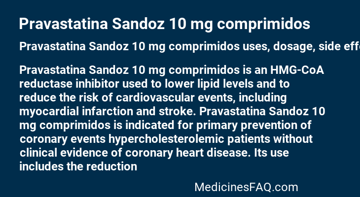 Pravastatina Sandoz 10 mg comprimidos
