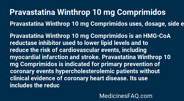 Pravastatina Winthrop 10 mg Comprimidos