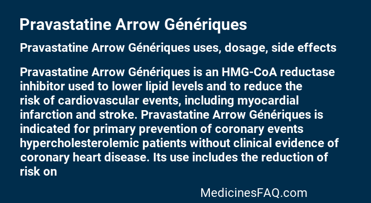 Pravastatine Arrow Génériques