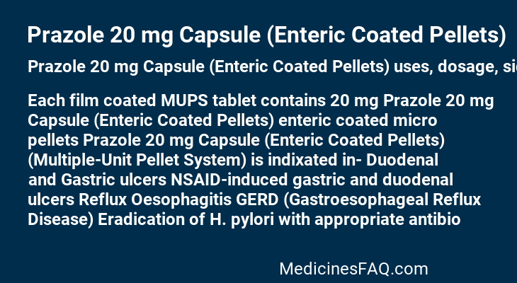 Prazole 20 mg Capsule (Enteric Coated Pellets)