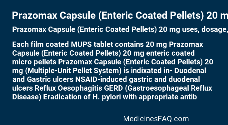 Prazomax Capsule (Enteric Coated Pellets) 20 mg