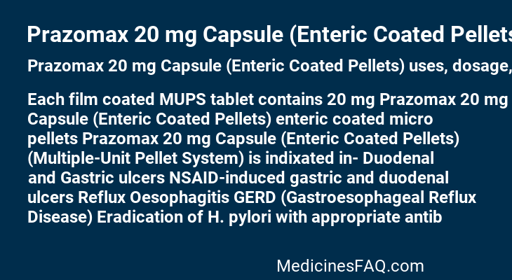 Prazomax 20 mg Capsule (Enteric Coated Pellets)