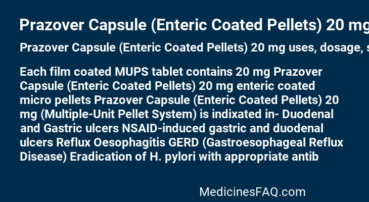 Prazover Capsule (Enteric Coated Pellets) 20 mg