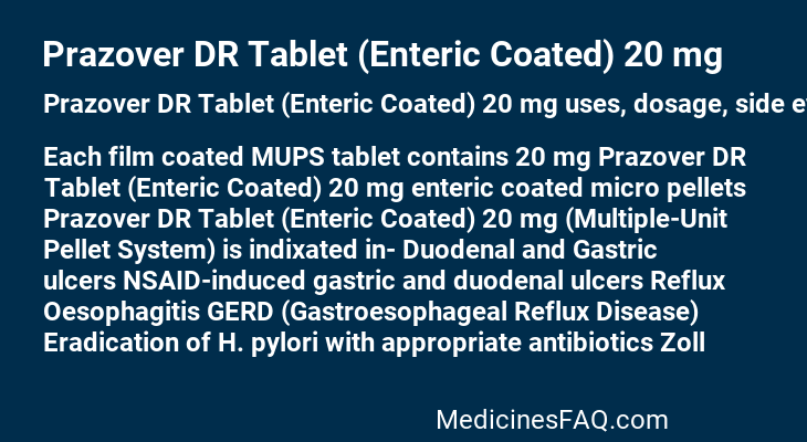 Prazover DR Tablet (Enteric Coated) 20 mg